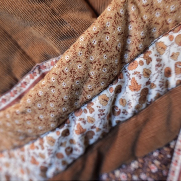 Brown Quilted Women's Jacket vintage corduroy cottagecore floral - Picture 6 of 6